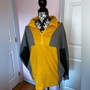 Yellow, zip-up crew neck